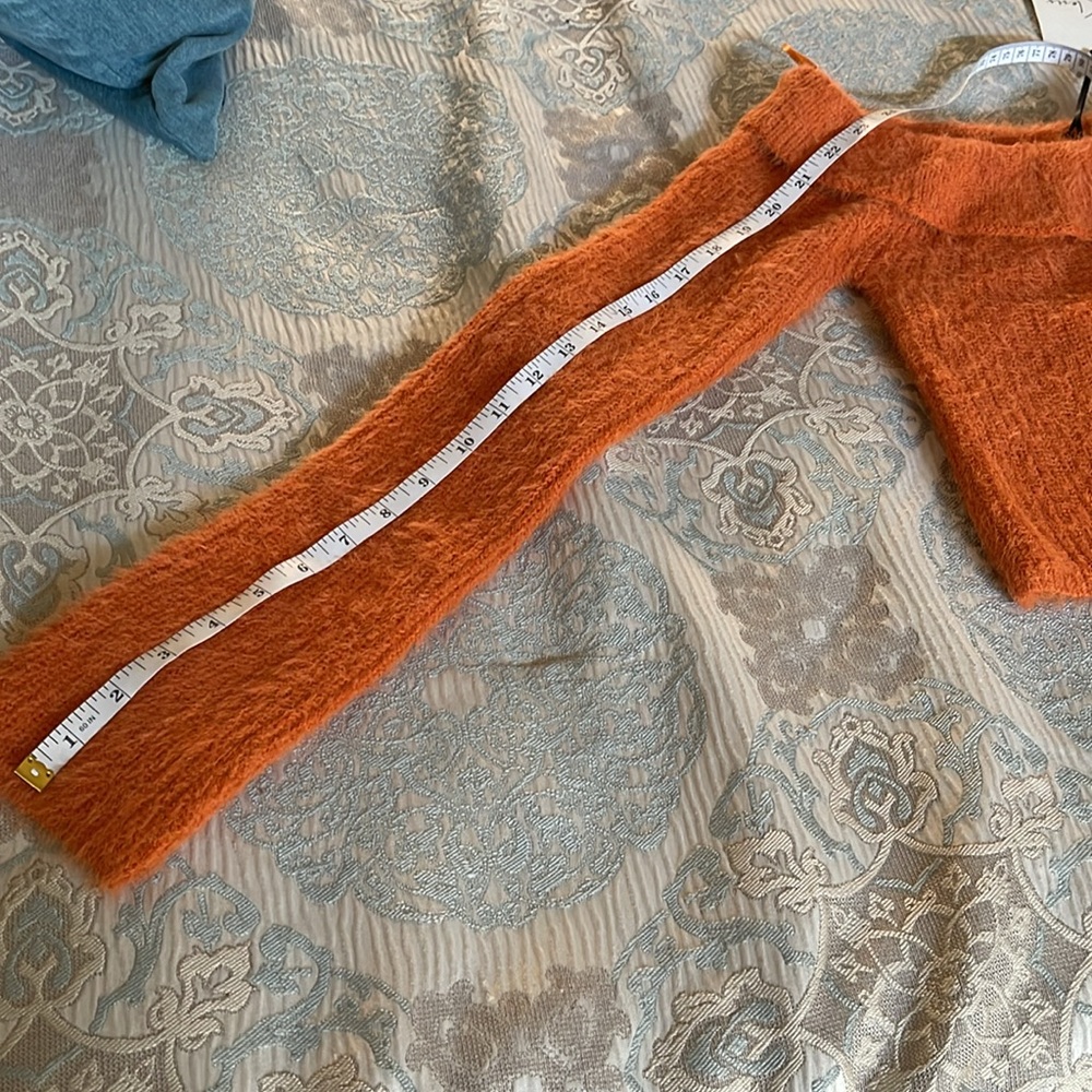 Kelsis Orange Off-Shoulder Fuzzy Sweater - Picture 7 of 8